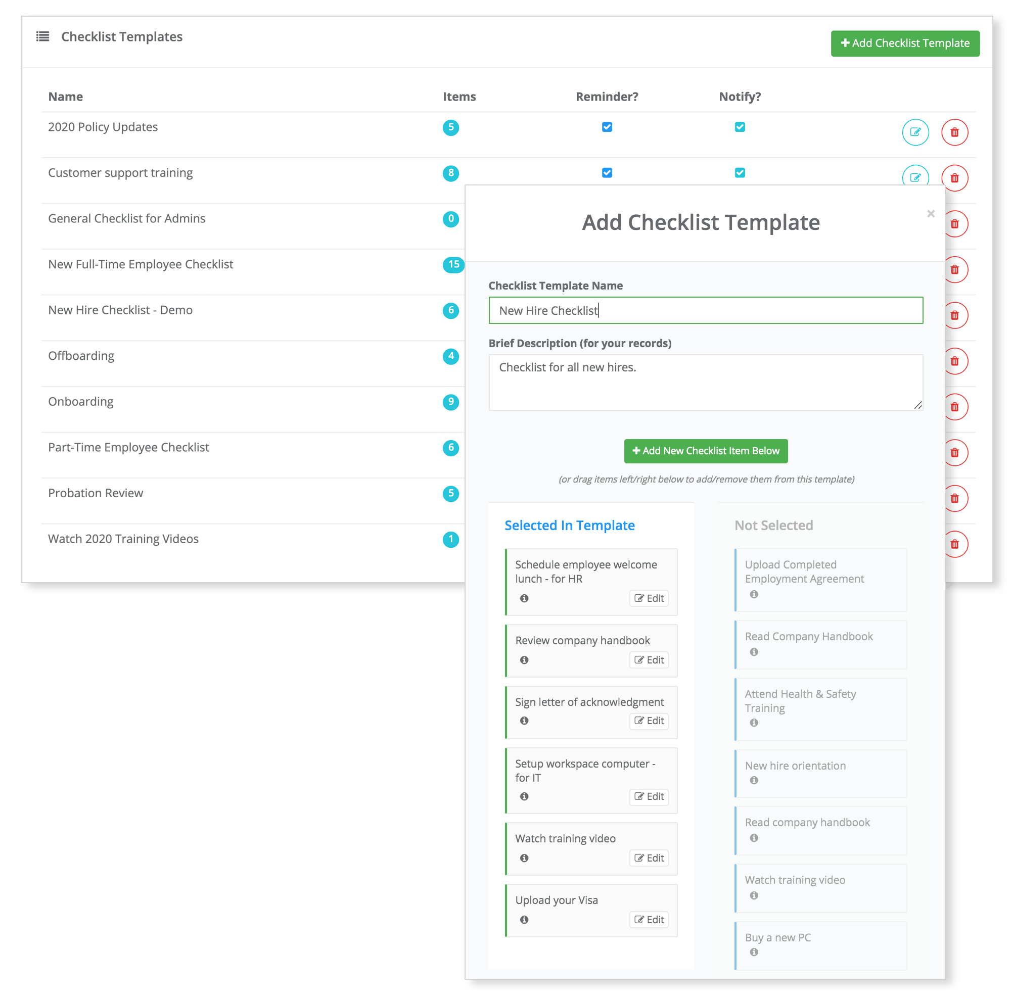 Multiple Types of Checklists