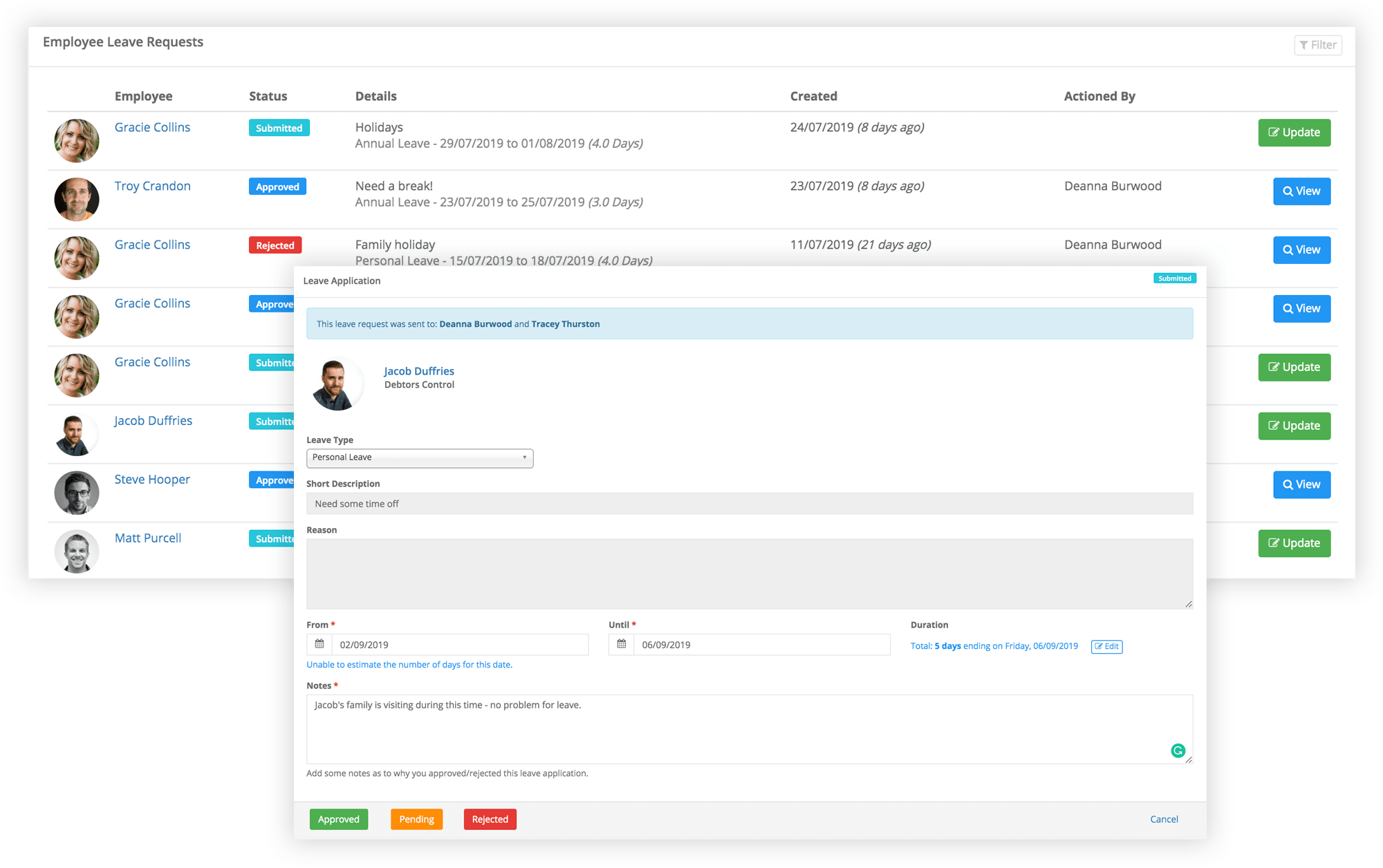 Manage Time Off Requests