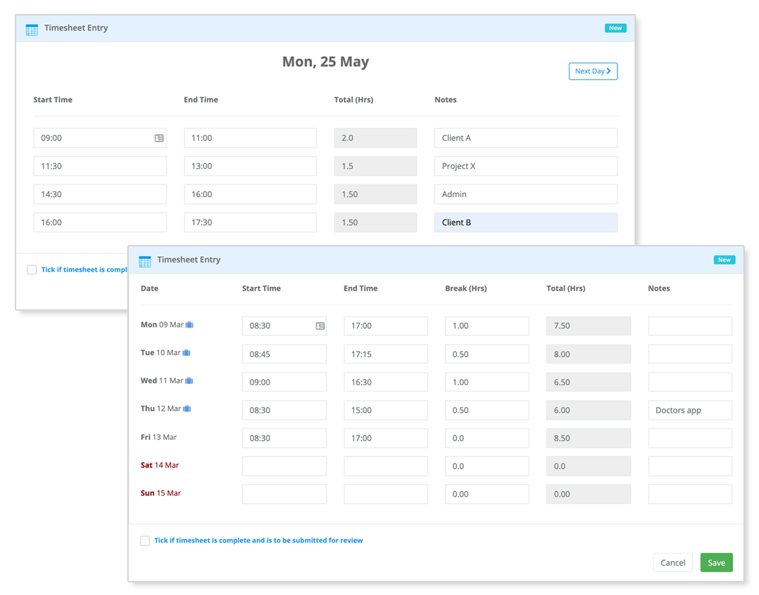 Timesheets